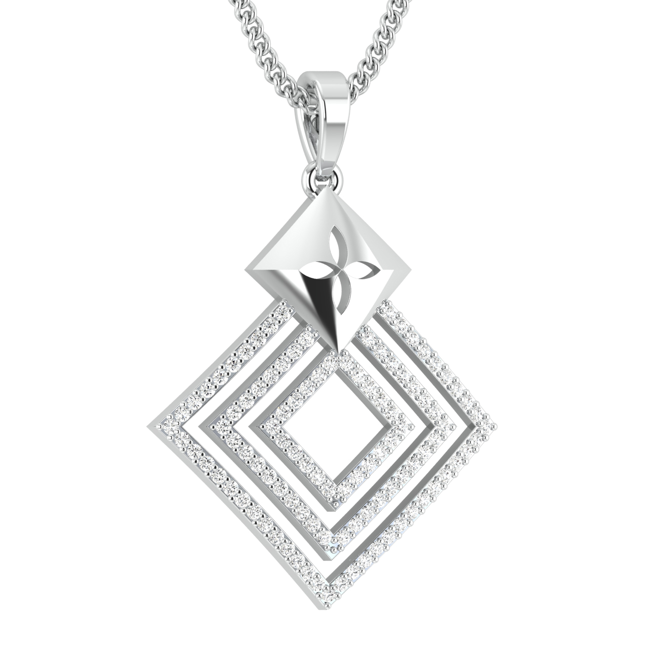 Triple Square Design Diamond Pendant